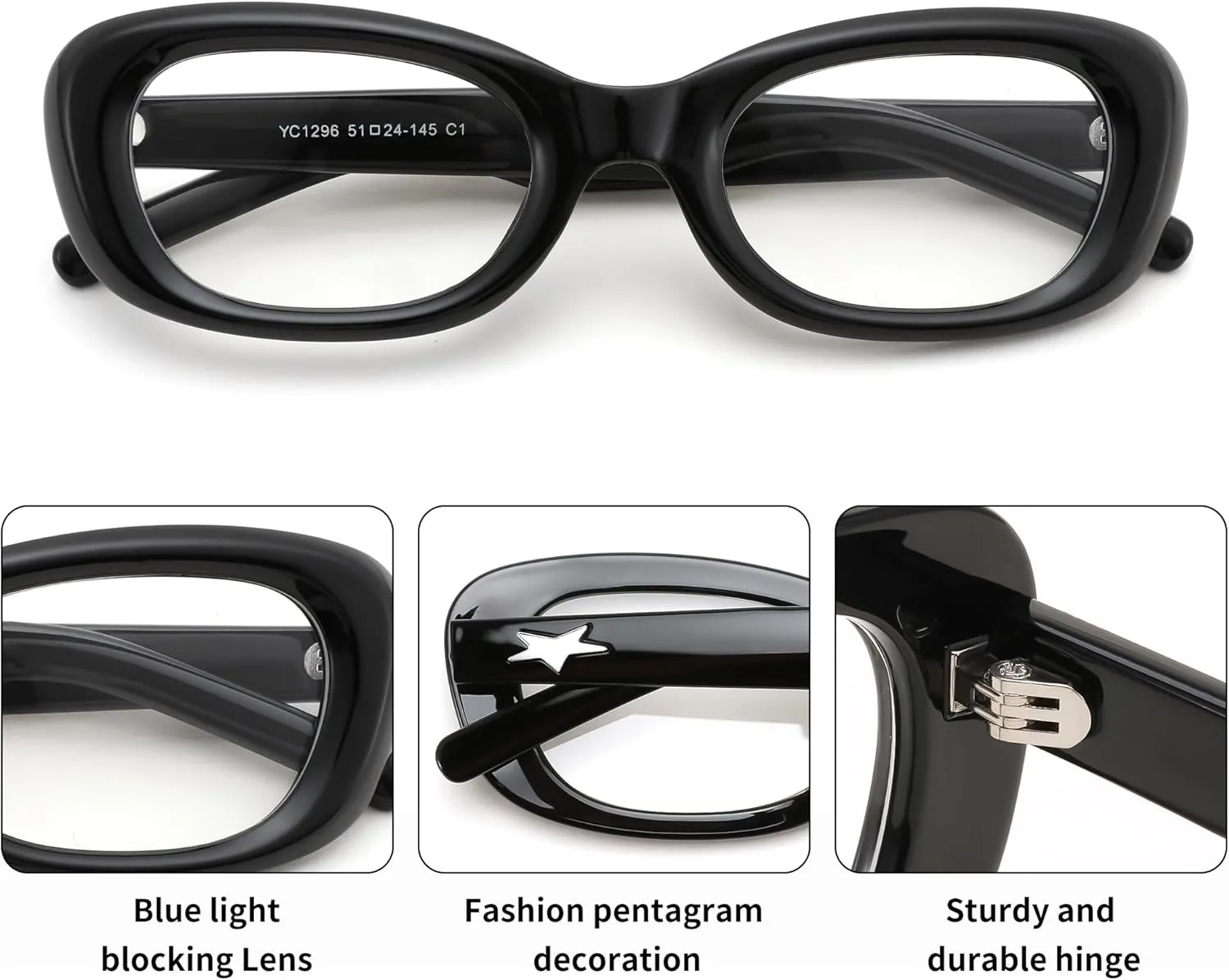 FEISEDY Retro Oval Blue Light Blocking Glasses for Women Nerd Fake Glasses Y2k Small Eyewear Frame B0229