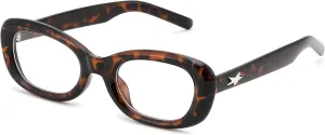 FEISEDY Retro Oval Blue Light Blocking Glasses for Women Nerd Fake Glasses Y2k Small Eyewear Frame B0229