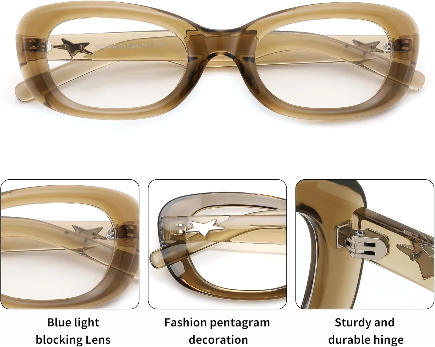 FEISEDY Retro Oval Blue Light Blocking Glasses for Women Nerd Fake Glasses Y2k Small Eyewear Frame B0229