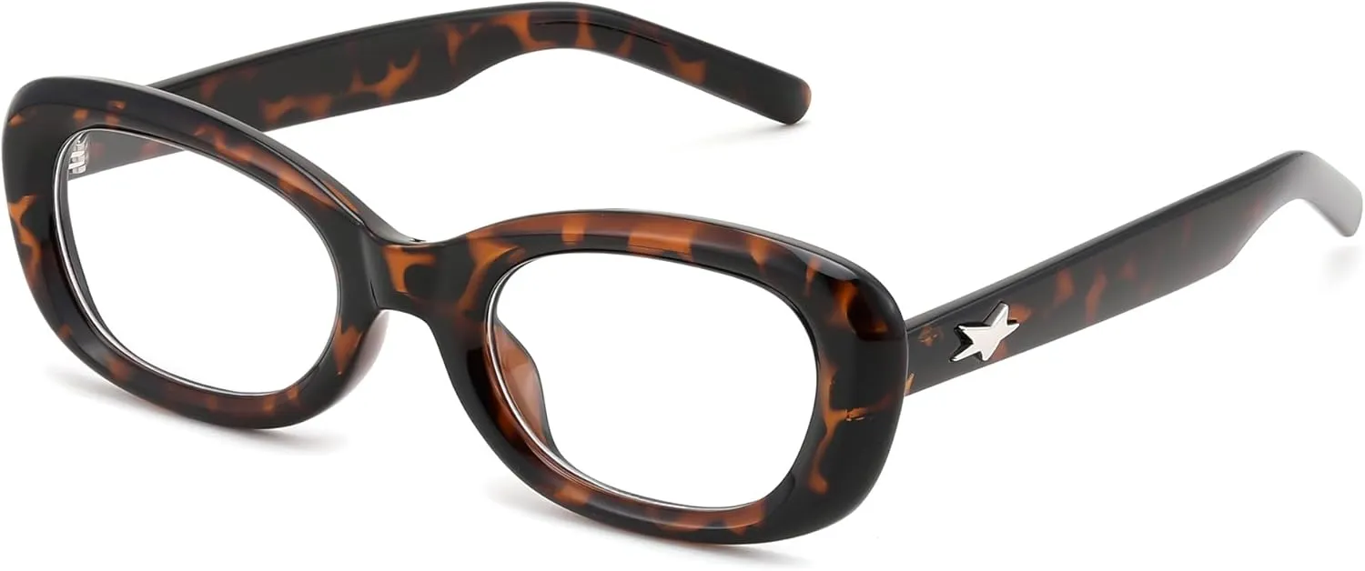 FEISEDY Retro Oval Blue Light Blocking Glasses for Women Nerd Fake Glasses Y2k Small Eyewear Frame B0229