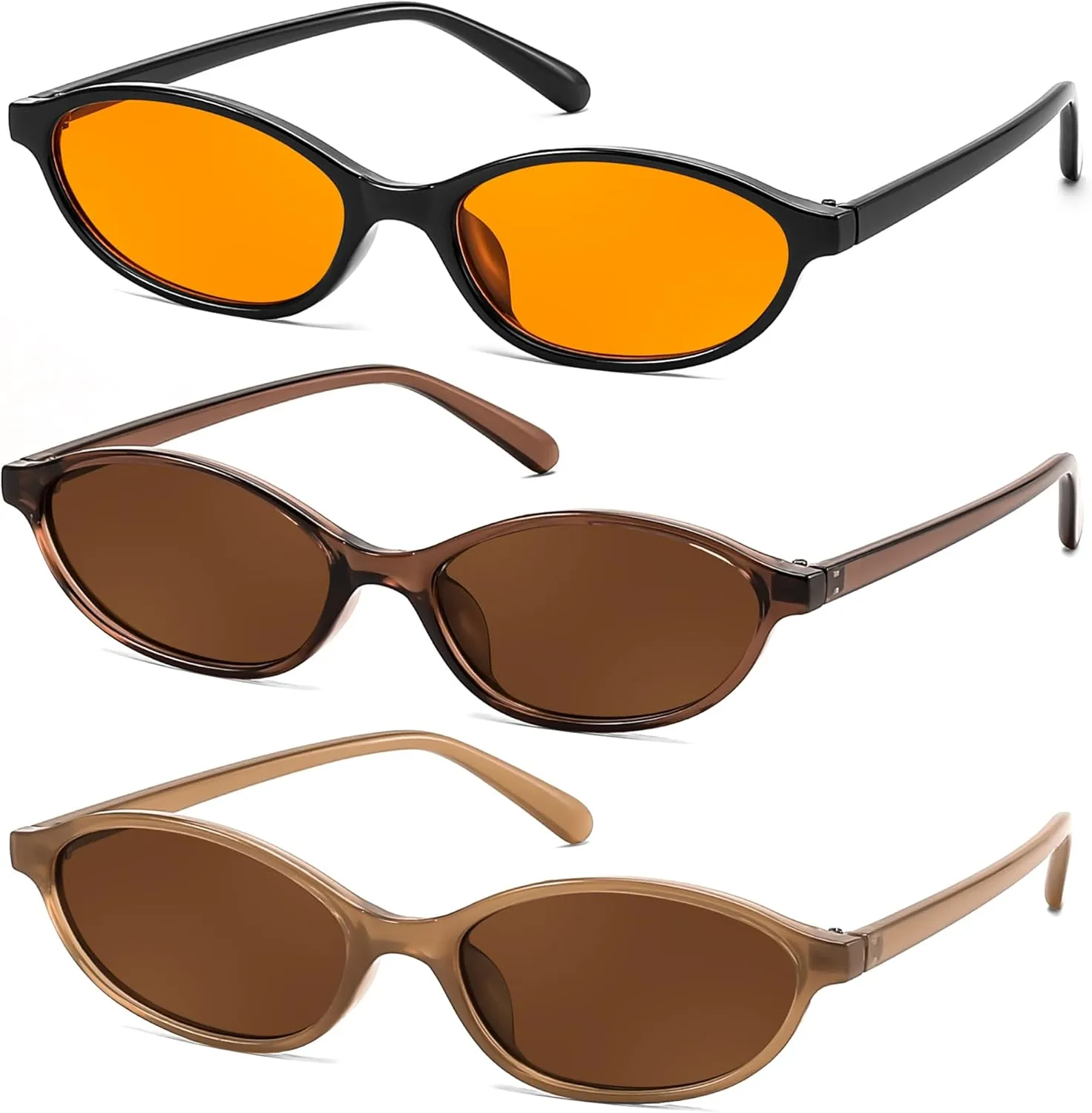 FEISEDY Retro Oval Cat Eye Sunglasses for Women 90s Narrow Lightweight Shades Y2k Trendy Sunnies B0257