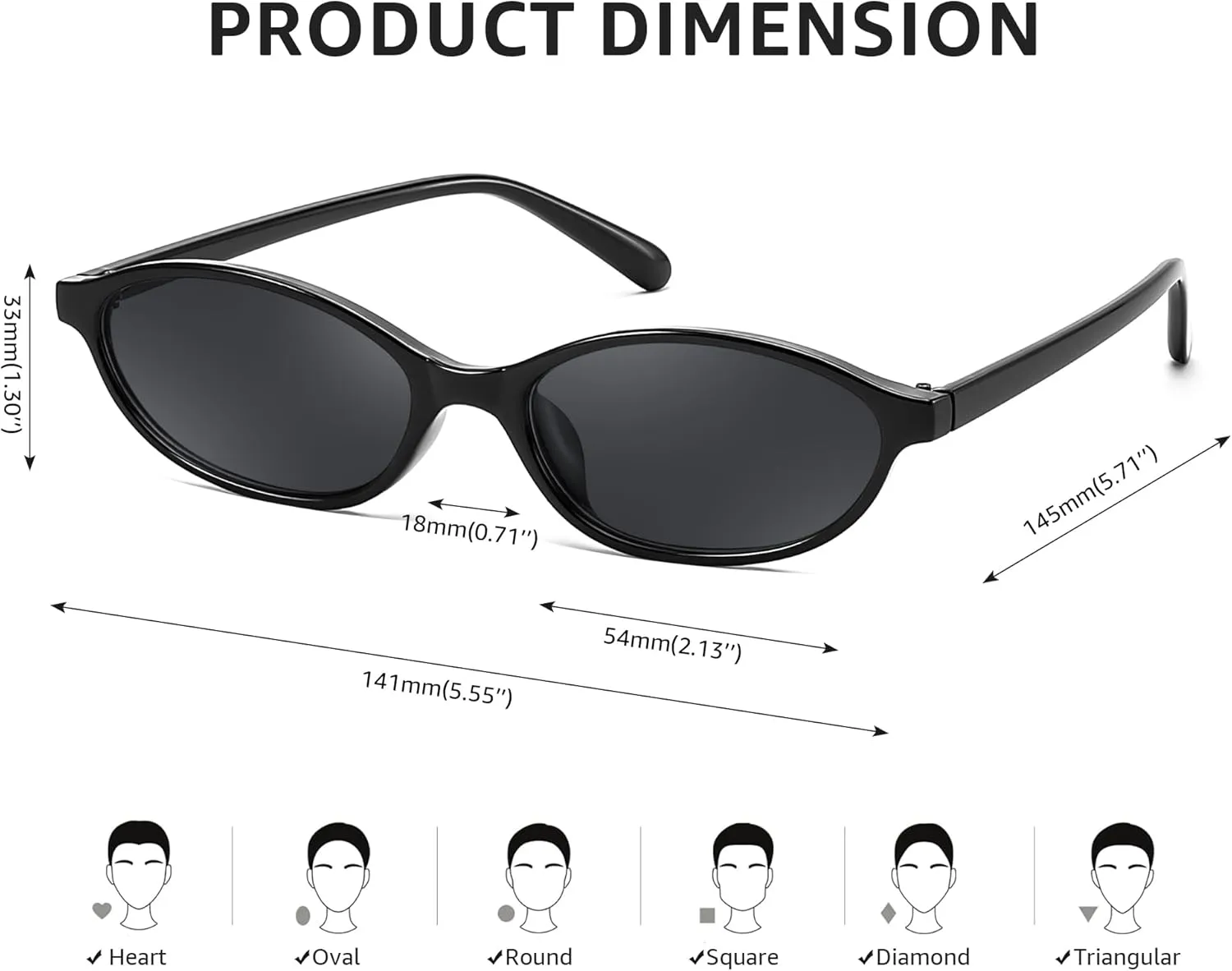 FEISEDY Retro Oval Cat Eye Sunglasses for Women 90s Narrow Lightweight Shades Y2k Trendy Sunnies B0257