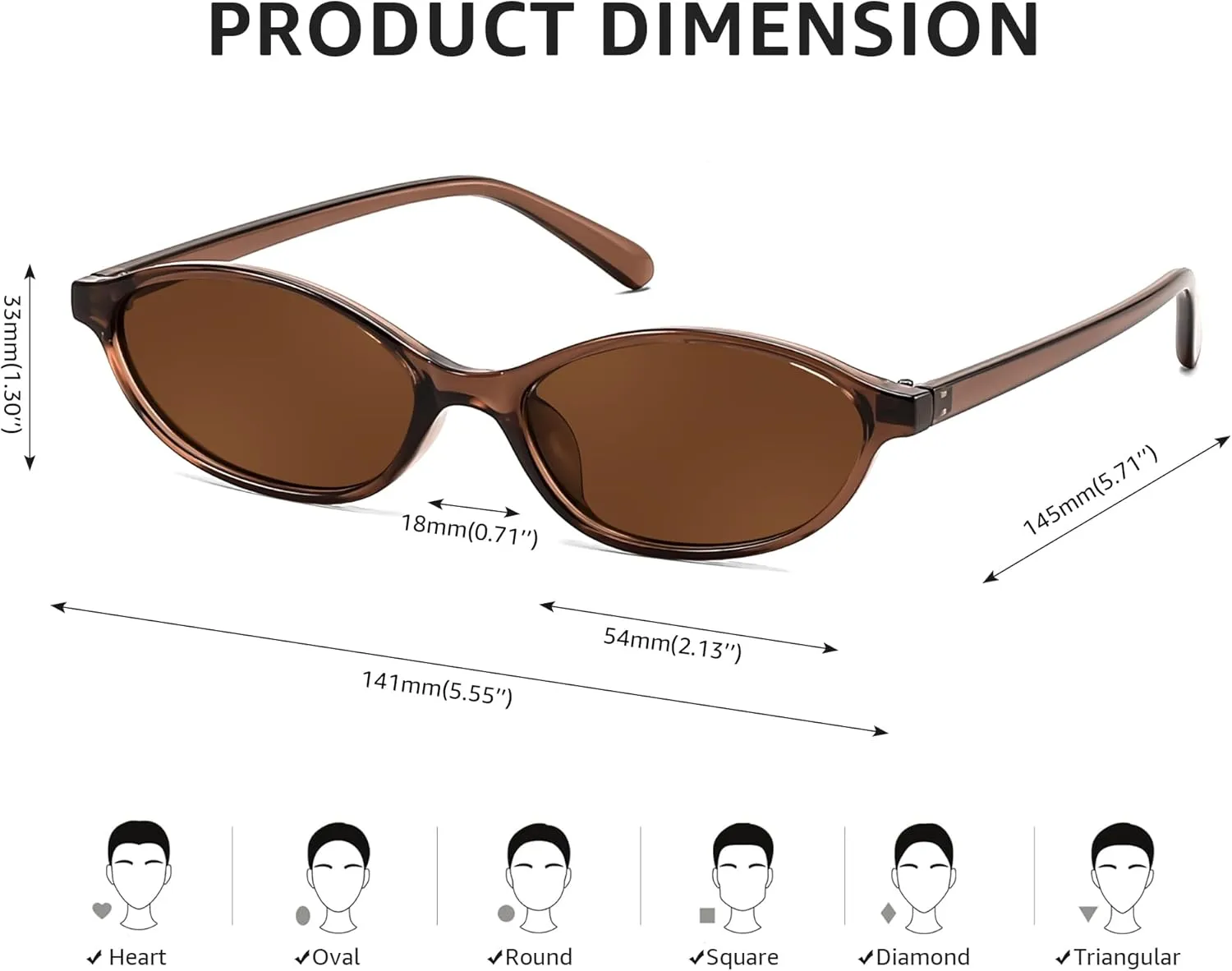 FEISEDY Retro Oval Cat Eye Sunglasses for Women 90s Narrow Lightweight Shades Y2k Trendy Sunnies B0257