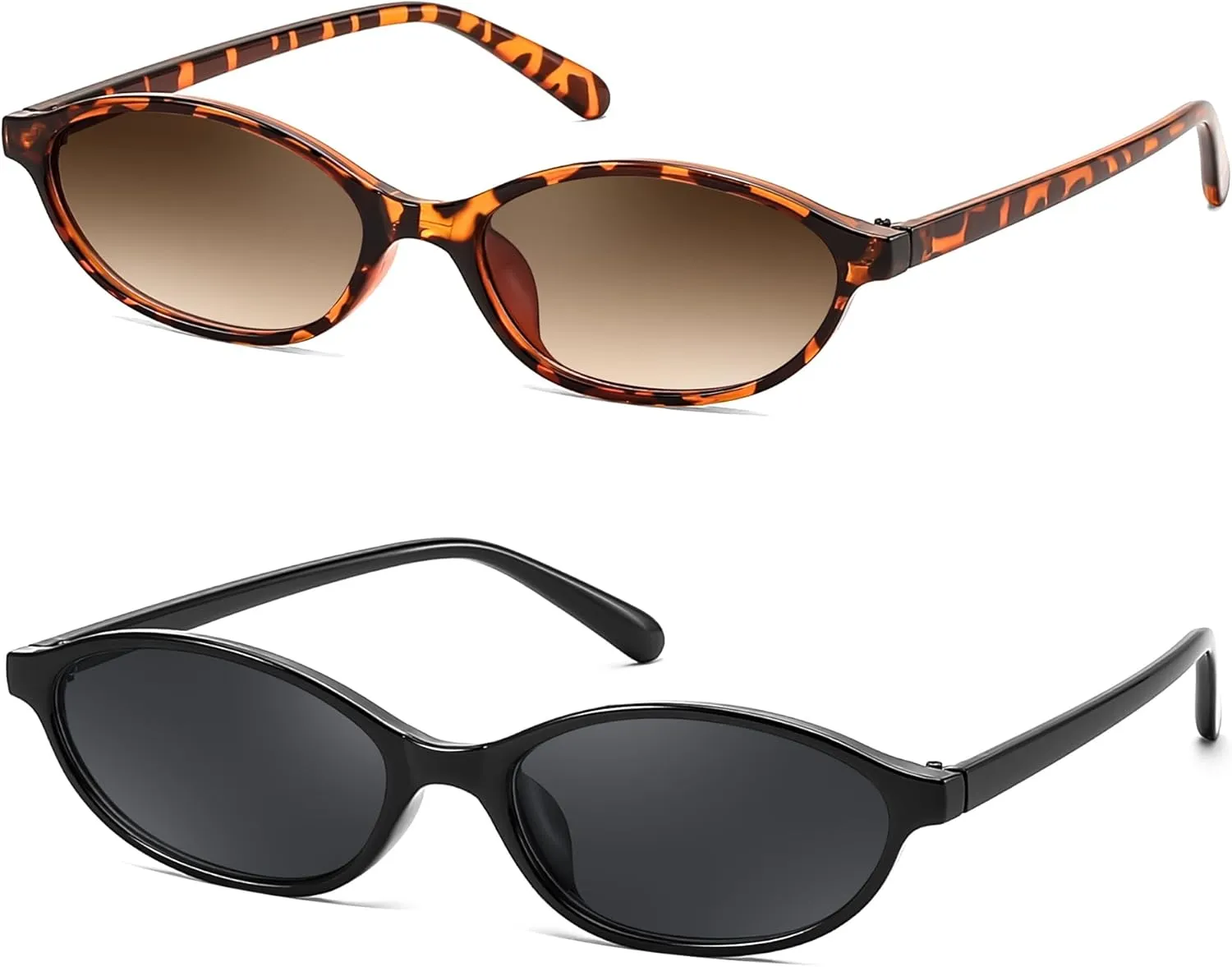 FEISEDY Retro Oval Cat Eye Sunglasses for Women 90s Narrow Lightweight Shades Y2k Trendy Sunnies B0257
