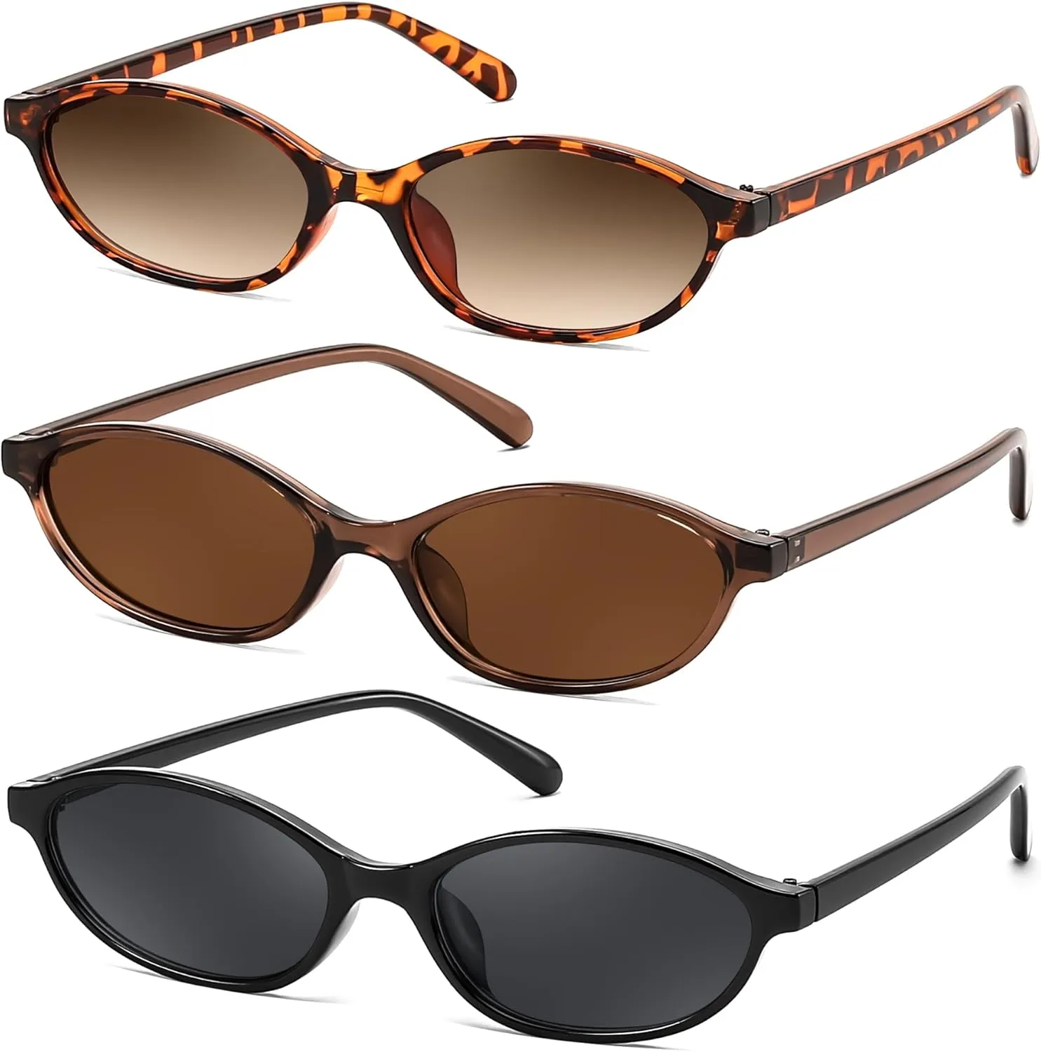 FEISEDY Retro Oval Cat Eye Sunglasses for Women 90s Narrow Lightweight Shades Y2k Trendy Sunnies B0257