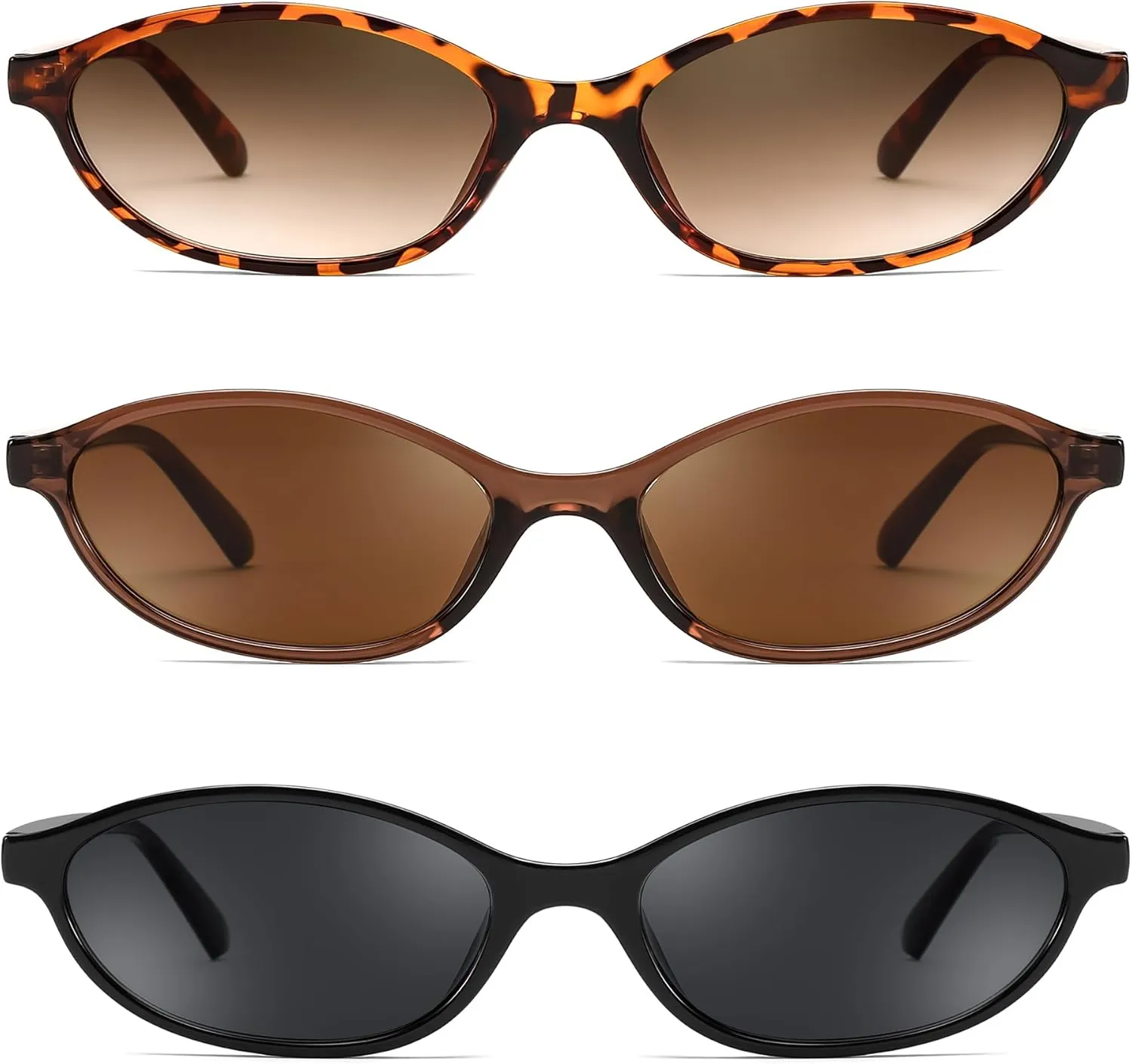 FEISEDY Retro Oval Cat Eye Sunglasses for Women 90s Narrow Lightweight Shades Y2k Trendy Sunnies B0257