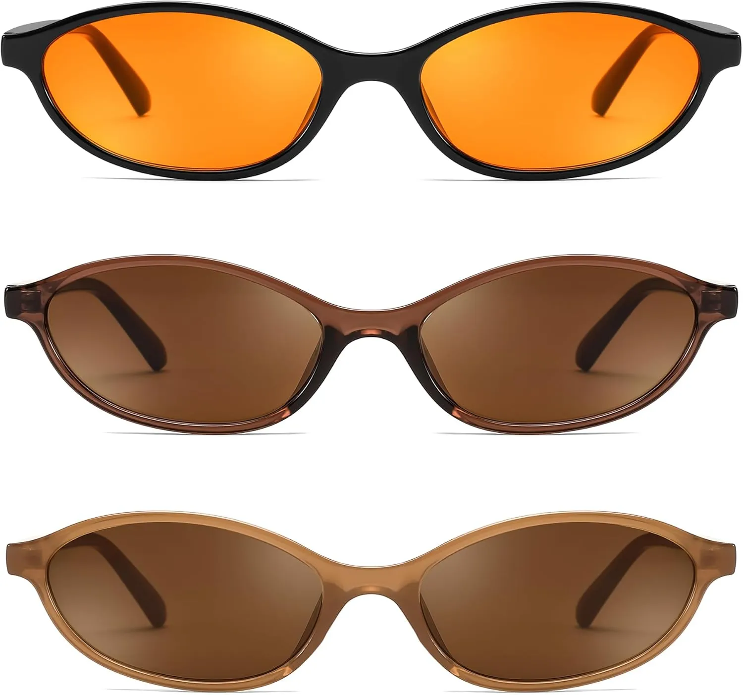 FEISEDY Retro Oval Cat Eye Sunglasses for Women 90s Narrow Lightweight Shades Y2k Trendy Sunnies B0257