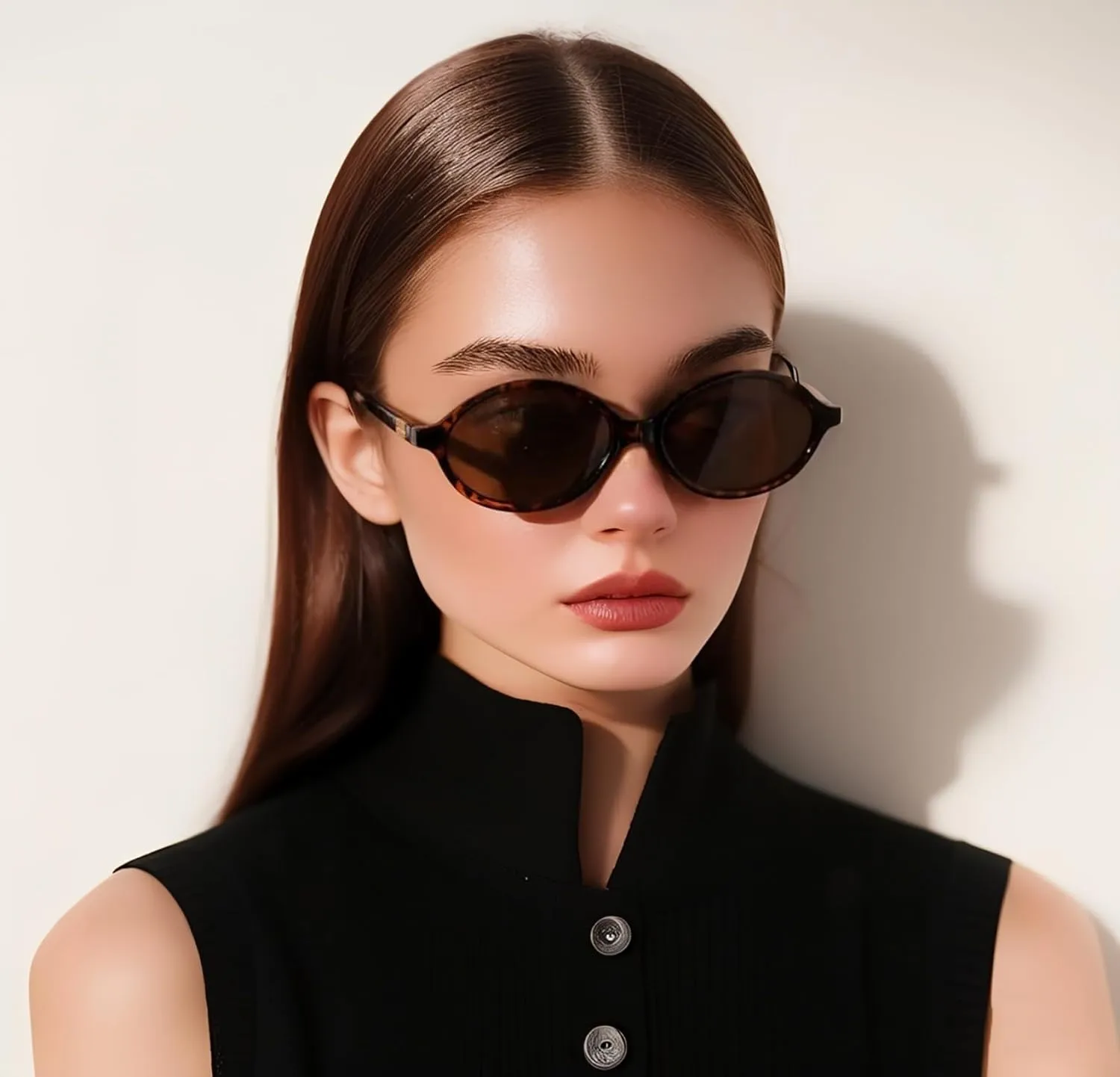 FEISEDY Retro Oval Sunglasses for Women 90s Narrow Round Lightweight Shades Y2k Trendy Sunnies B1171