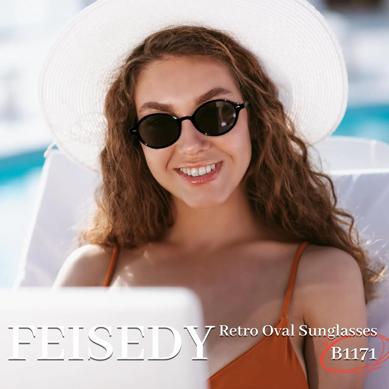 FEISEDY Retro Oval Sunglasses for Women 90s Narrow Round Lightweight Shades Y2k Trendy Sunnies B1171
