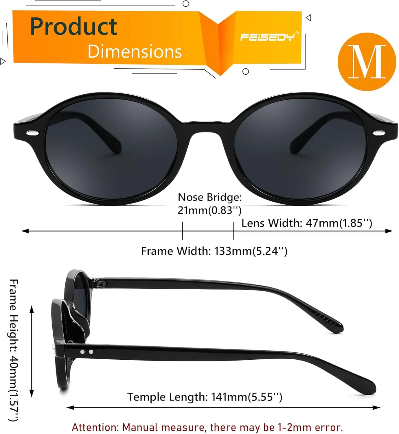 FEISEDY Retro Oval Sunglasses for Women 90s Narrow Round Lightweight Shades Y2k Trendy Sunnies B1171