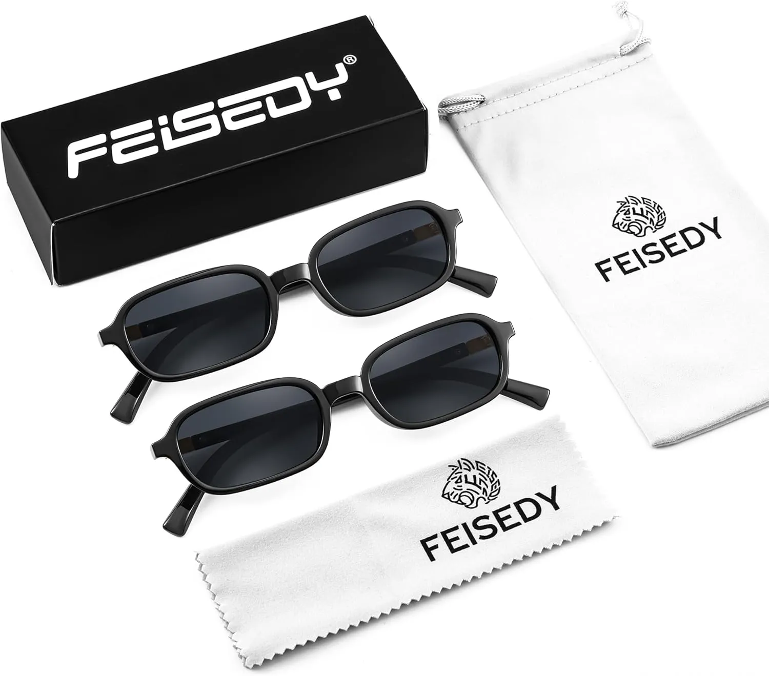 FEISEDY Retro Rectangular Sunglasses for Women Men 90s Small Vintage Fashion Square Sunnies B0282