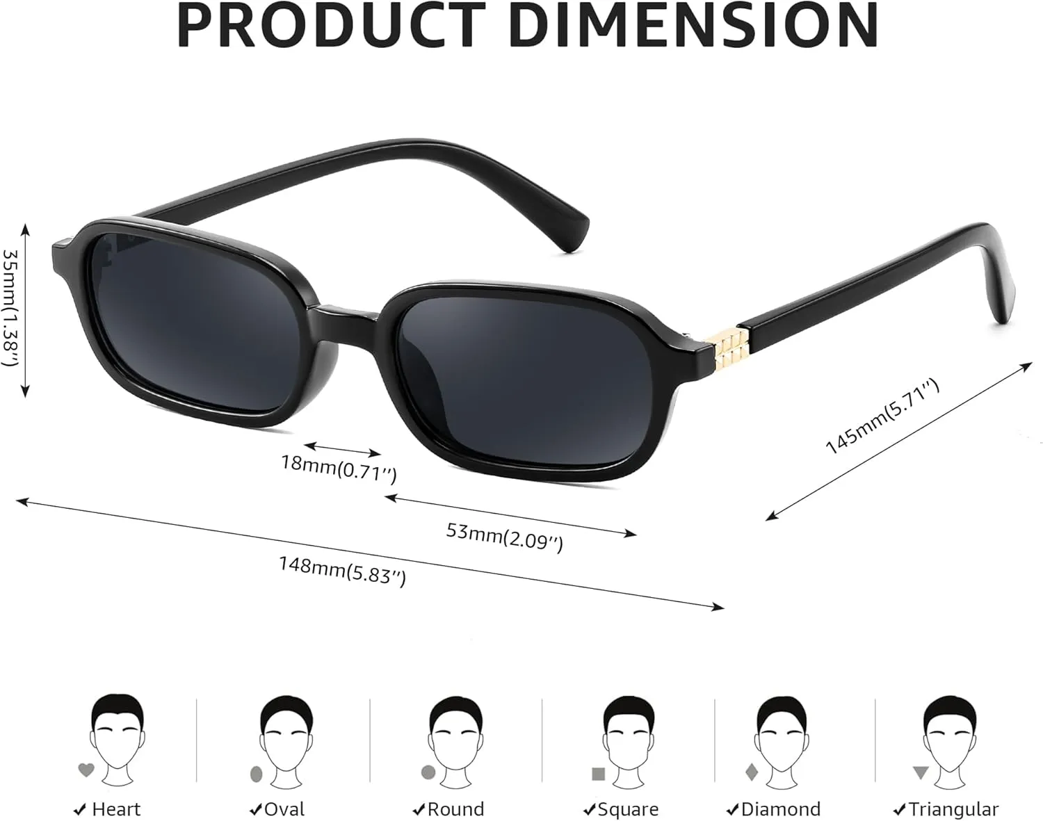 FEISEDY Retro Rectangular Sunglasses for Women Men 90s Small Vintage Fashion Square Sunnies B0282