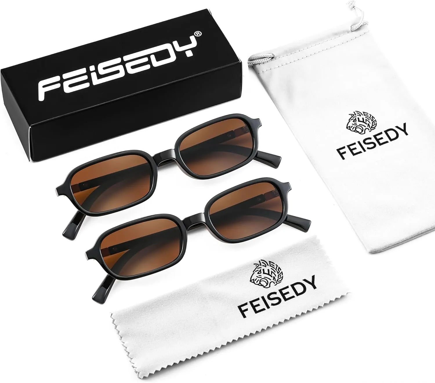 FEISEDY Retro Rectangular Sunglasses for Women Men 90s Small Vintage Fashion Square Sunnies B0282