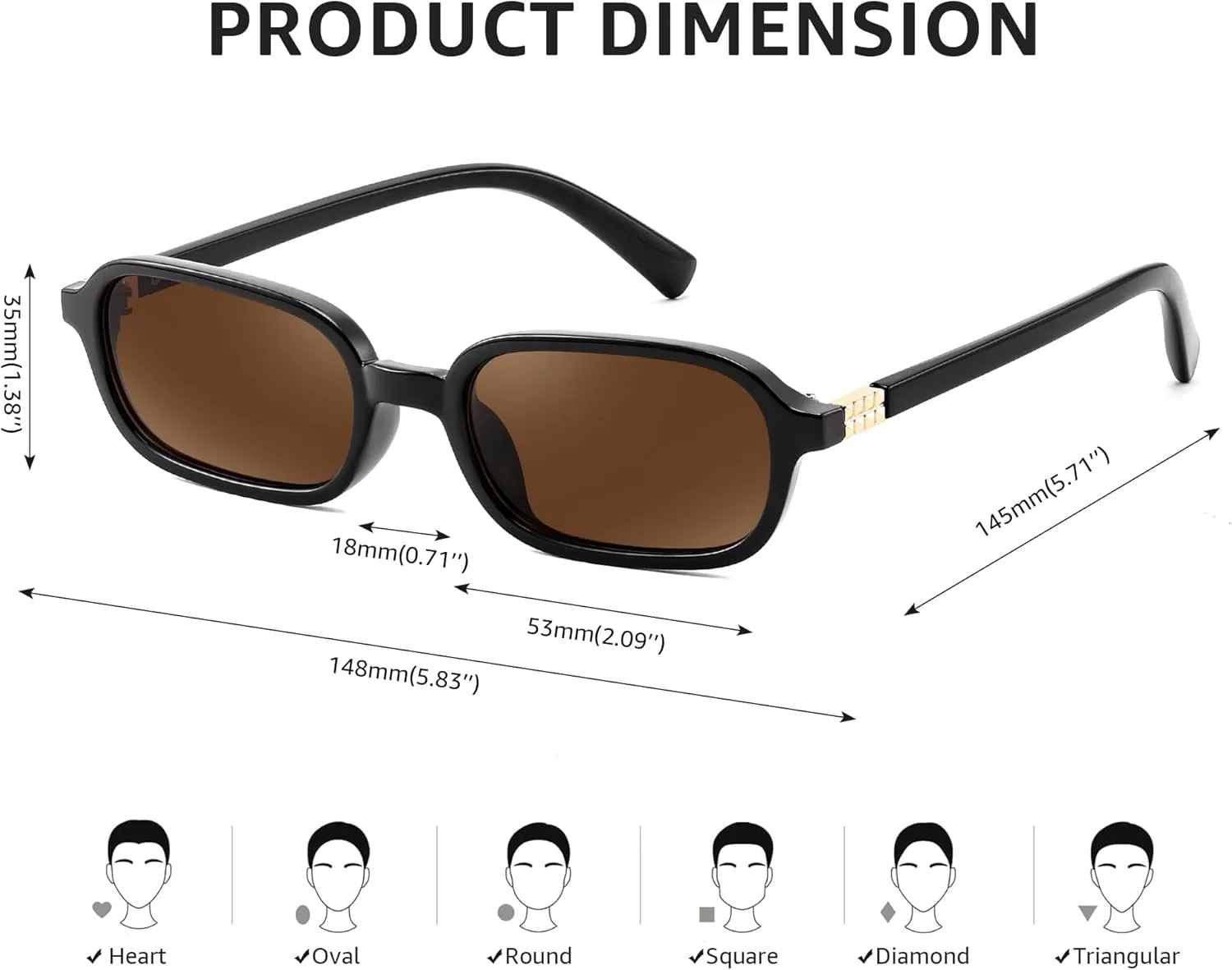FEISEDY Retro Rectangular Sunglasses for Women Men 90s Small Vintage Fashion Square Sunnies B0282