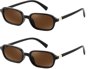 FEISEDY Retro Rectangular Sunglasses for Women Men 90s Small Vintage Fashion Square Sunnies B0282