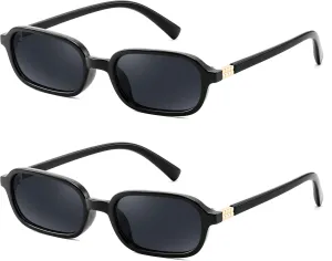 FEISEDY Retro Rectangular Sunglasses for Women Men 90s Small Vintage Fashion Square Sunnies B0282