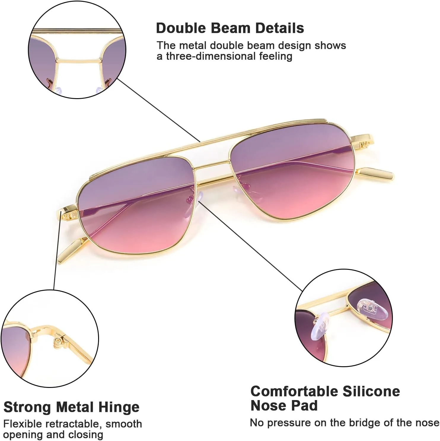 FEISEDY Retro Trendy Aviator Sunglasses Women Men 90s Small Vintage Glasses Stylish Gold Metal Oval Sunglasses B2906