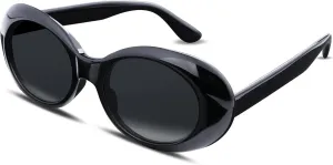 FEISEDY Sunglasses White Oval Clout Goggles for Women Men Retro Round Trendy Rimmed Clueless Costume Frame B2253