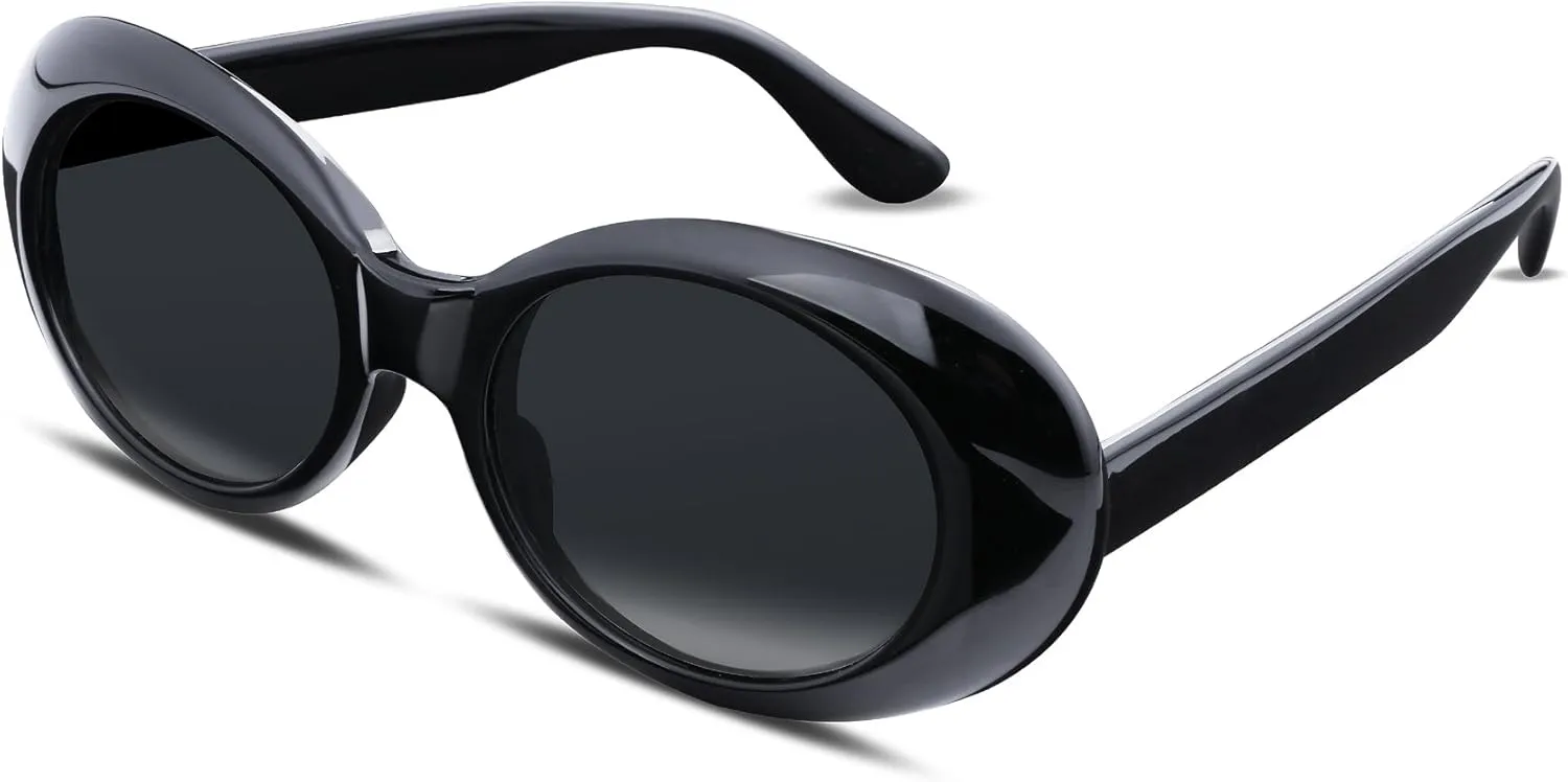 FEISEDY Sunglasses White Oval Clout Goggles for Women Men Retro Round Trendy Rimmed Clueless Costume Frame B2253