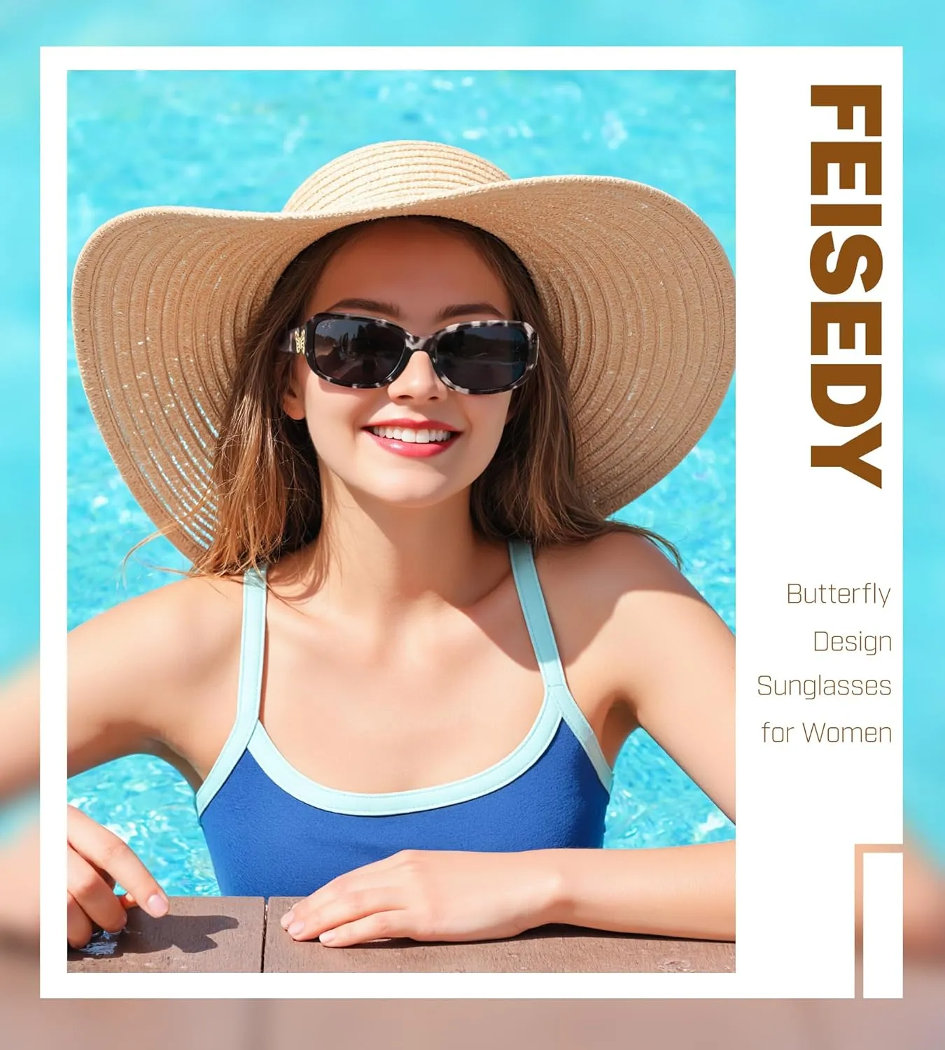 FEISEDY Trendy Polarized Oval Sunglasses Wrap Around Butterfly Design Fashion Sunnies UV400 Protection B0268
