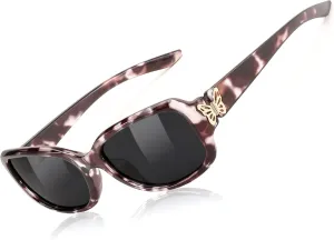 FEISEDY Trendy Polarized Oval Sunglasses Wrap Around Butterfly Design Fashion Sunnies UV400 Protection B0268