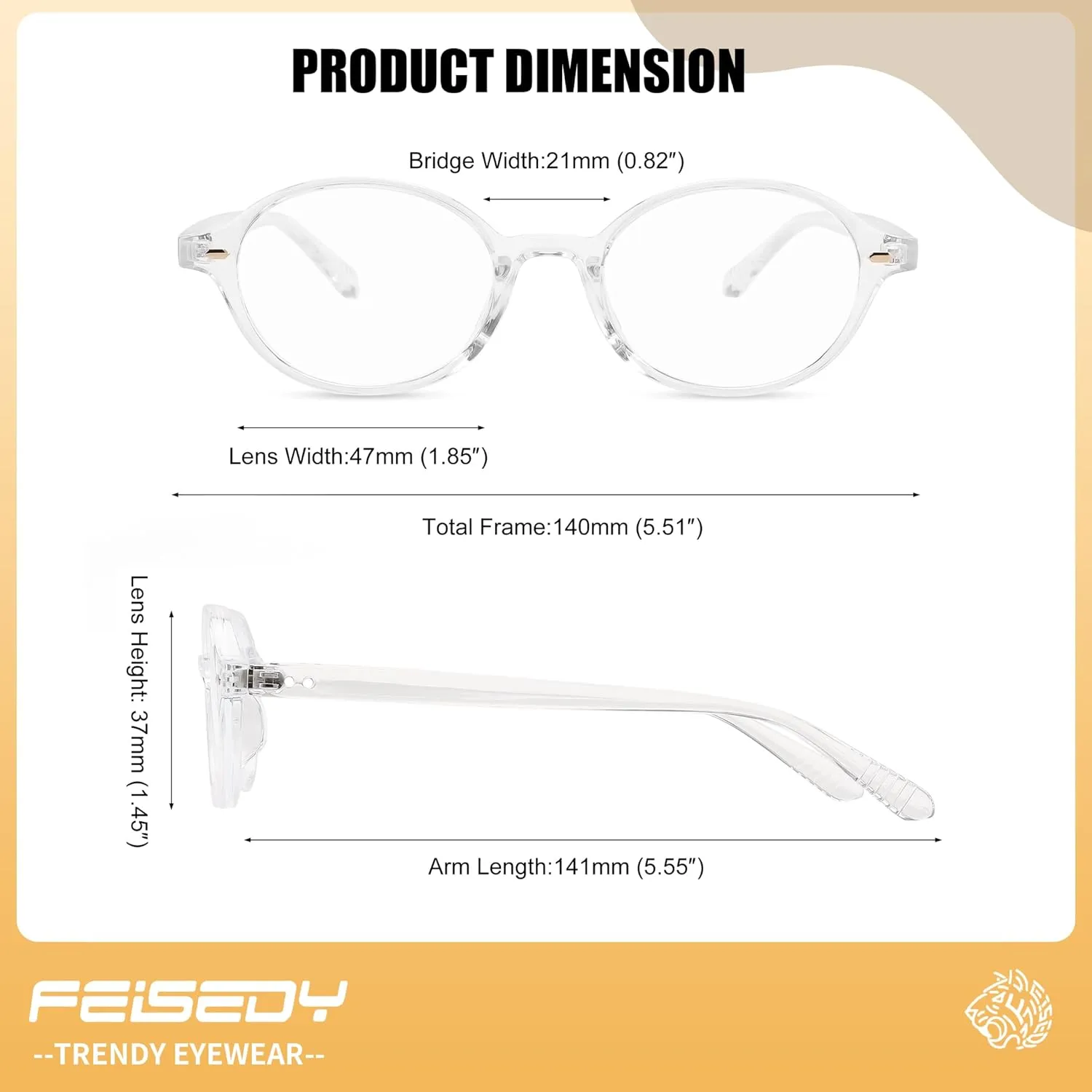 FEISEDY Vintage Oval Blue Light Glasses for Women Men Stylish Lightweight 90s Eyeglasses Fake Nerd Y2k Eyewear Frame B0242