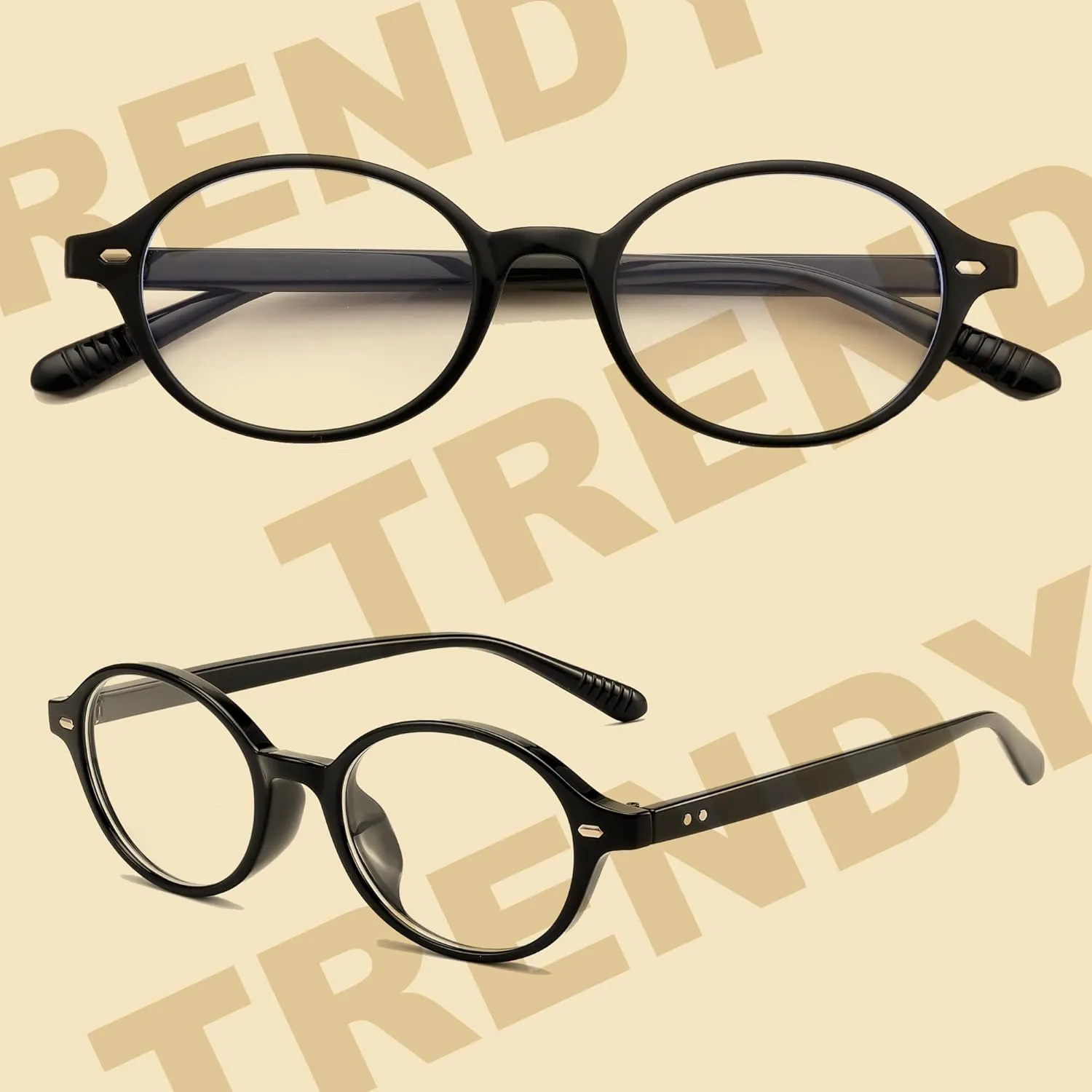 FEISEDY Vintage Oval Blue Light Glasses for Women Men Stylish Lightweight 90s Eyeglasses Fake Nerd Y2k Eyewear Frame B0242
