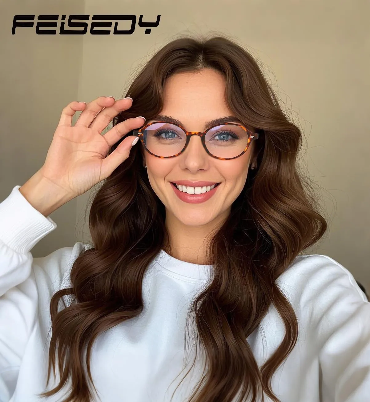 FEISEDY Vintage Oval Blue Light Glasses for Women Men Stylish Lightweight 90s Eyeglasses Fake Nerd Y2k Eyewear Frame B0242