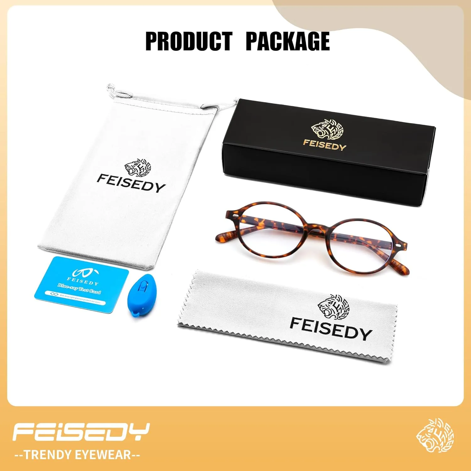 FEISEDY Vintage Oval Blue Light Glasses for Women Men Stylish Lightweight 90s Eyeglasses Fake Nerd Y2k Eyewear Frame B0242