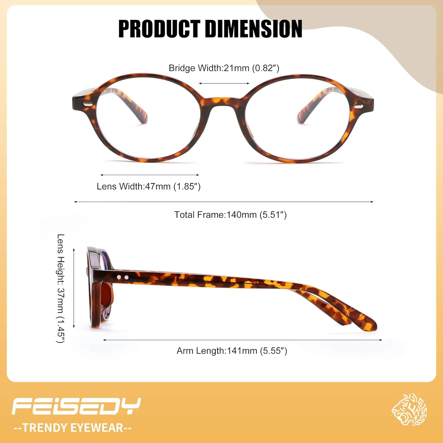 FEISEDY Vintage Oval Blue Light Glasses for Women Men Stylish Lightweight 90s Eyeglasses Fake Nerd Y2k Eyewear Frame B0242