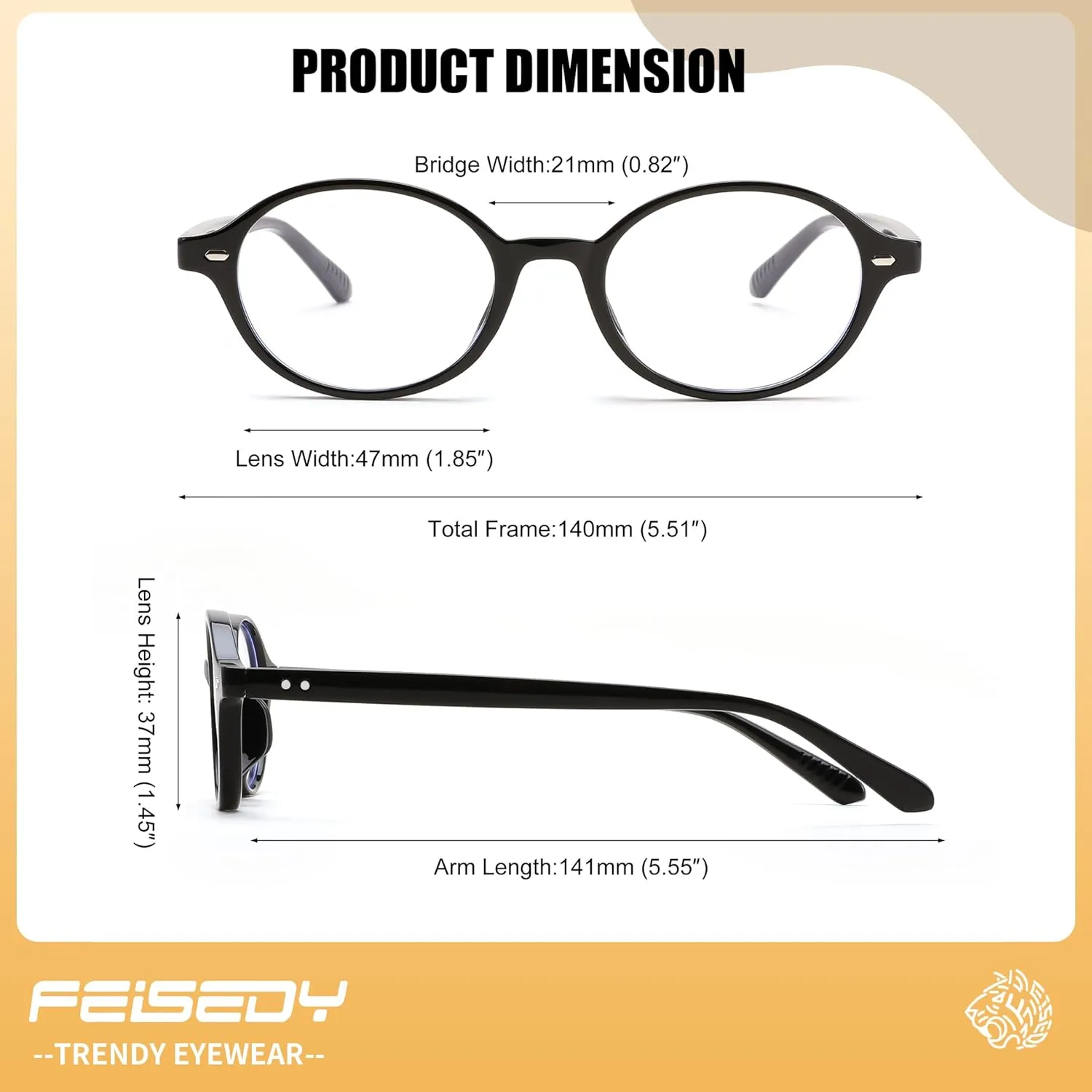 FEISEDY Vintage Oval Blue Light Glasses for Women Men Stylish Lightweight 90s Eyeglasses Fake Nerd Y2k Eyewear Frame B0242