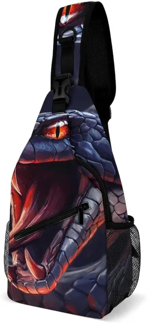 Fierce Snake Fashion Sling Bag Shoulder Chest Crossbody Bags Backpack Travel Hiking