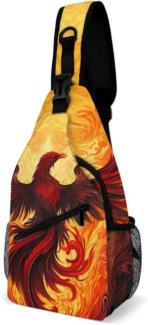 Fire Phoenixes Crossbody Sling Bags Shoulder Backpack Chest DayPack Handbag