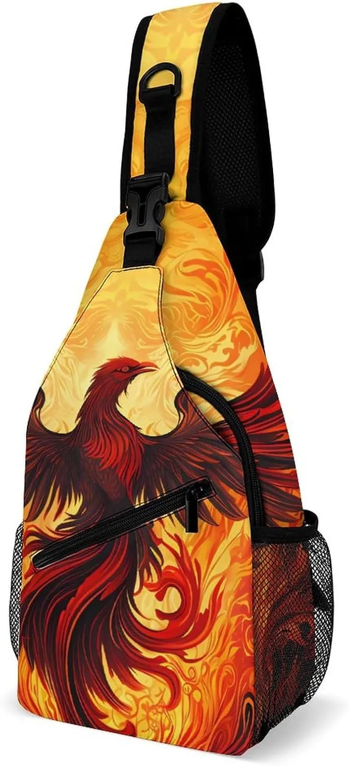 Fire Phoenixes Crossbody Sling Bags Shoulder Backpack Chest DayPack Handbag