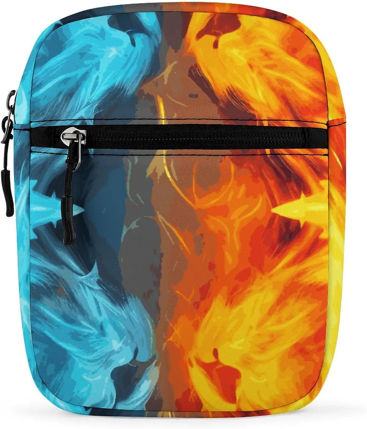 Fire Vs Ice Art Oxford Cloth Ammo Crossbody Shoulder Bag Medic Bag Classic Small Messenger Crossbody Bag Unisex Classic Canvas Shoulder Bag for Women, Bookbag for Work