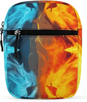 Fire Vs Ice Art Oxford Cloth Ammo Crossbody Shoulder Bag Medic Bag Classic Small Messenger Crossbody Bag Unisex Classic Canvas Shoulder Bag for Women, Bookbag for Work