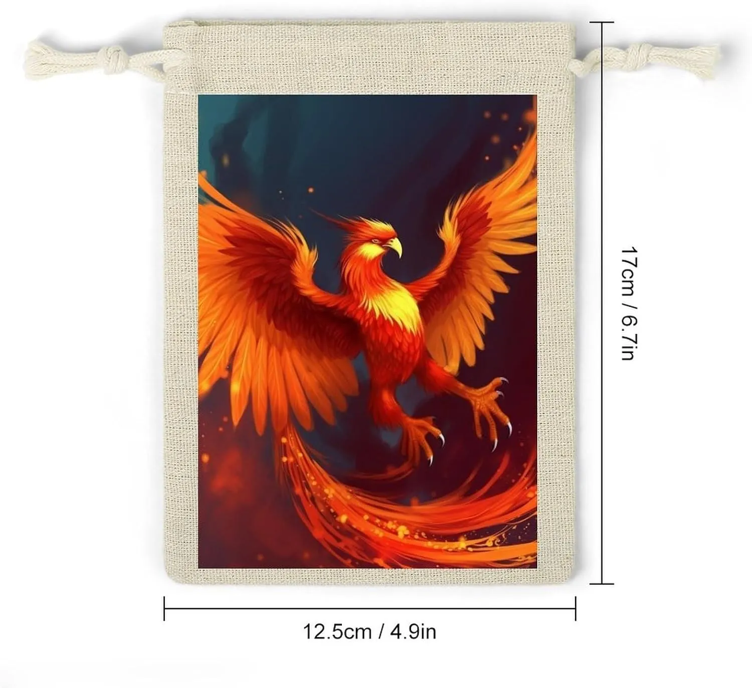 FJWKLRBV Orange Red Phoenix Small Burlap Bags 8 PCS Burlap Gift Bags with Drawstring Storage Bag Jewelry Pouch