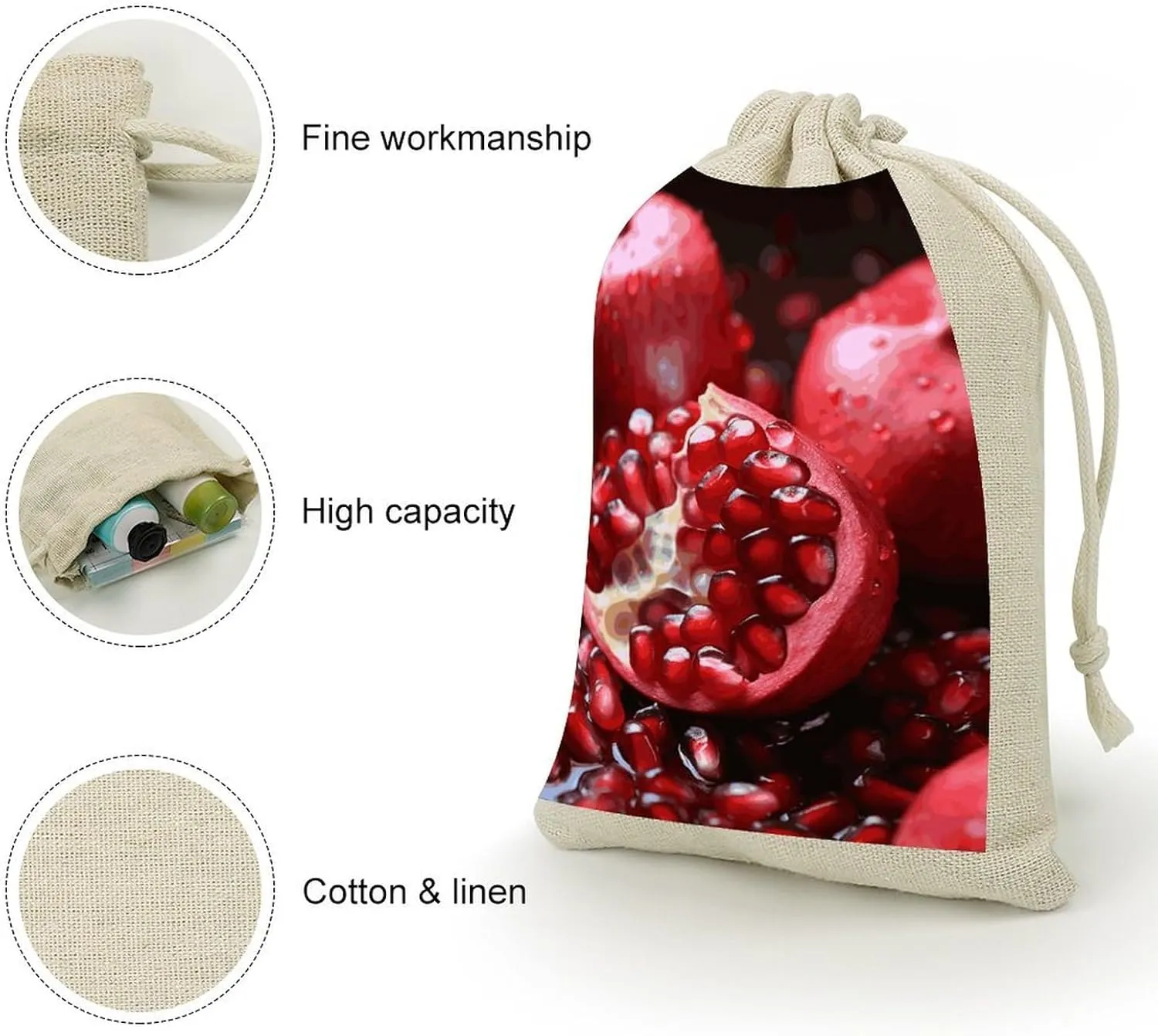 FJWKLRBV Pomegranate Fruit Small Burlap Bags 8 PCS Burlap Gift Bags with Drawstring Storage Bag Jewelry Pouch