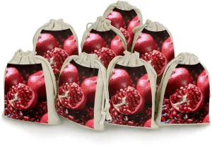FJWKLRBV Pomegranate Fruit Small Burlap Bags 8 PCS Burlap Gift Bags with Drawstring Storage Bag Jewelry Pouch