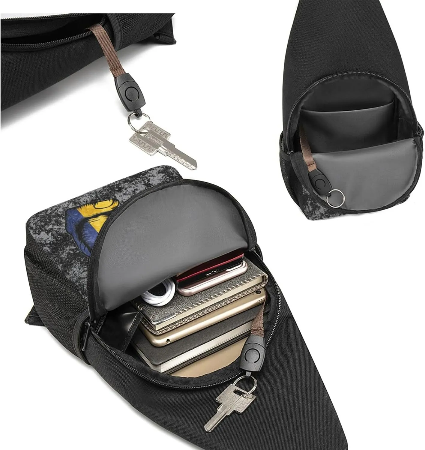 Flag of Barbados Fist Power Sling Bag Crossbody Backpack Shoulder Casual Daypack Bags for Men Women