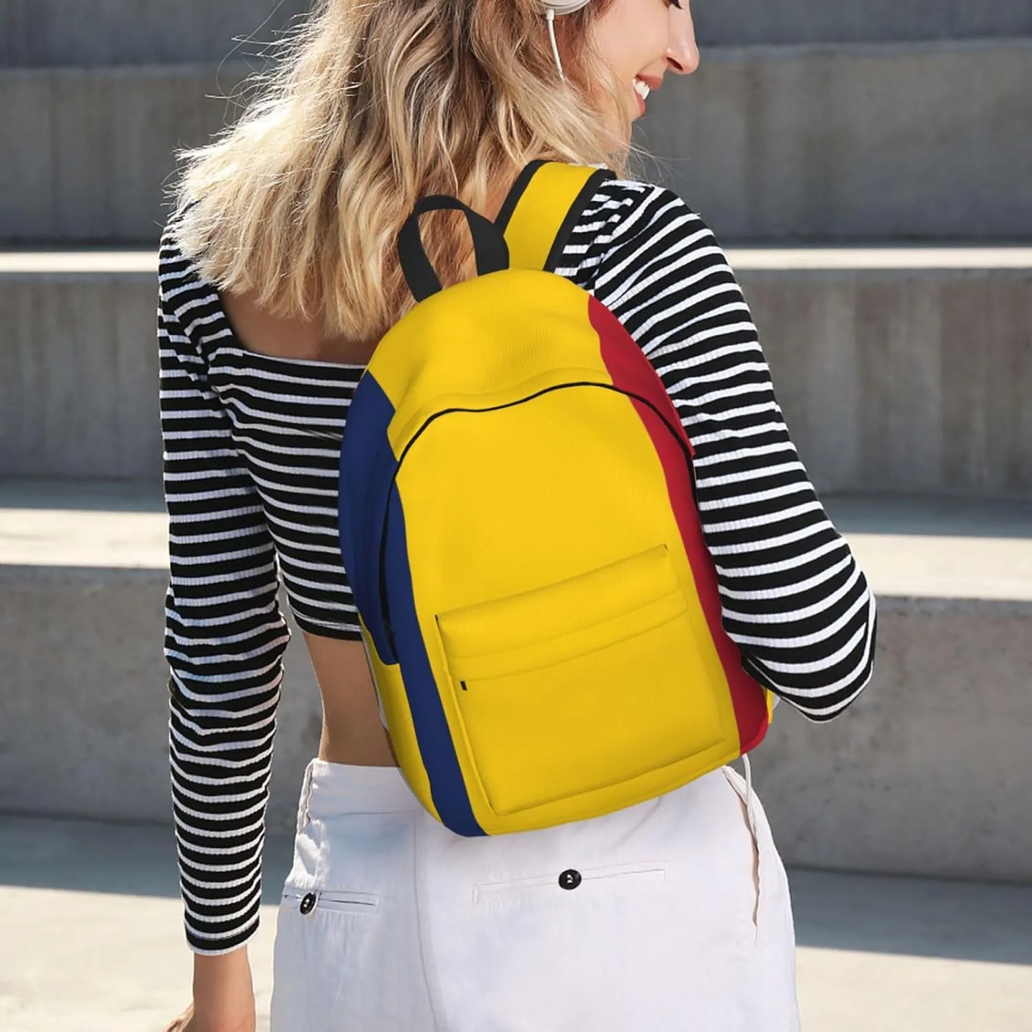 Flag Of Chad Print Canvas Laptop Backpack Outdoor Casual Travel Bag Daypack Book Bag For Men Women