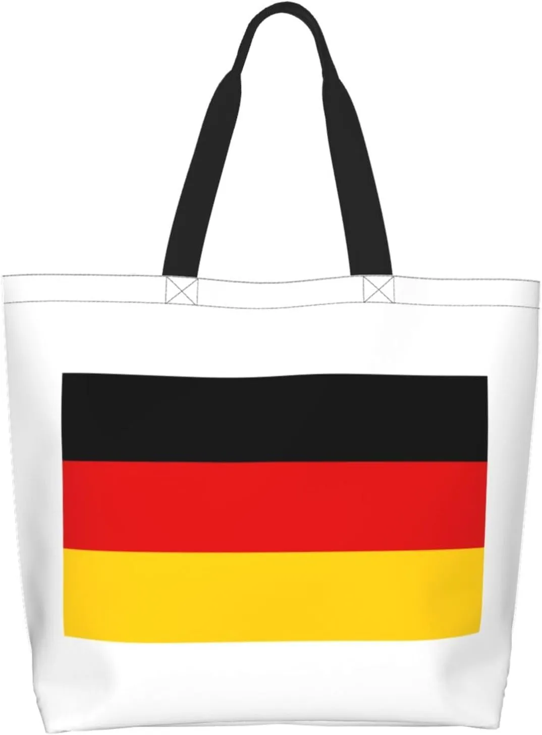 Flag of Germany Canvas Tote Bags for Women, Ladies Shoulder Handbags Large Purse Lightweight Foldable Reusable Shopping Bag with Pockets for Work, Travel, 15.7x19.7in