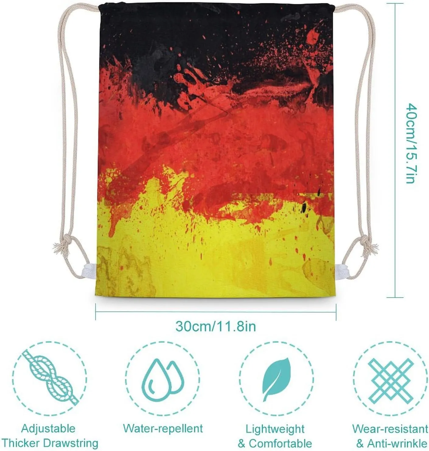 Flag of Germany Fashion Drawstring Backpack Waterproof Travel Sports Gym Bag Unisex