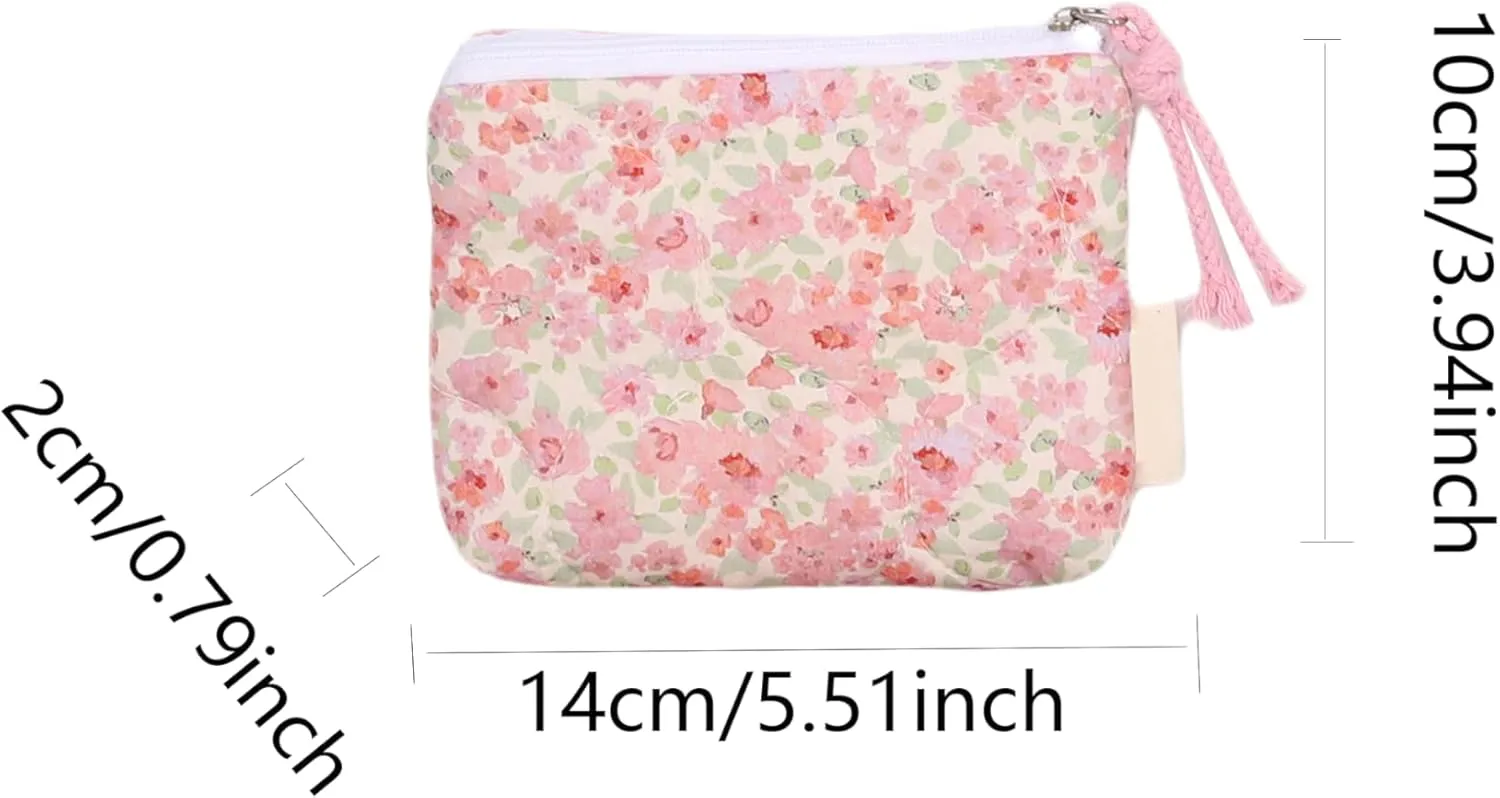 Floral Quilted 2-in-1 Bag Set for Wome Cotton Large Capacity Thickened Handbag Shoulder Tote Mini Organizer Pouch A040