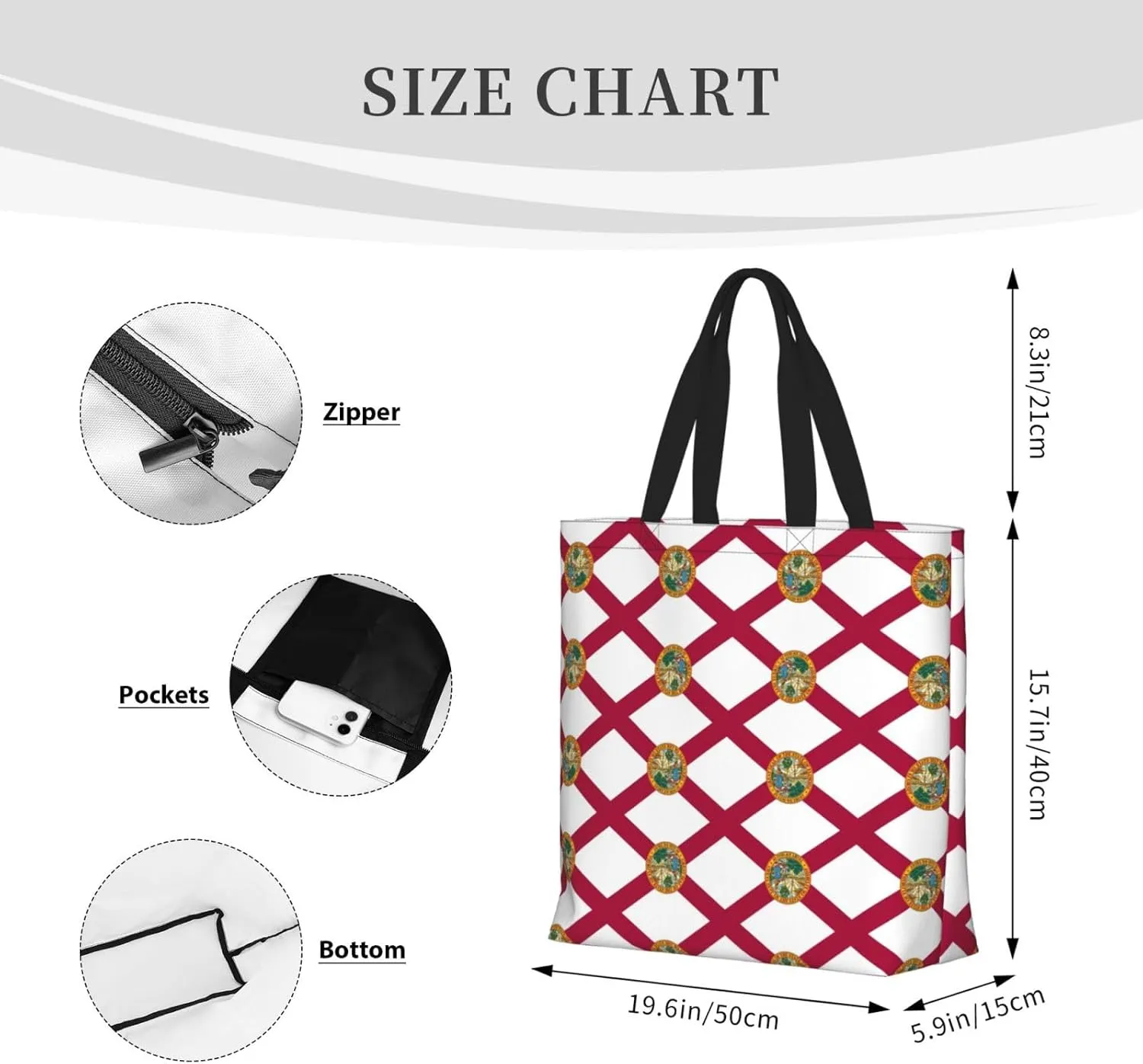 Florida State Flag Tote Bags For Women Polyester Tote Purse With Pockets Top Handle Satchel Bags For Work