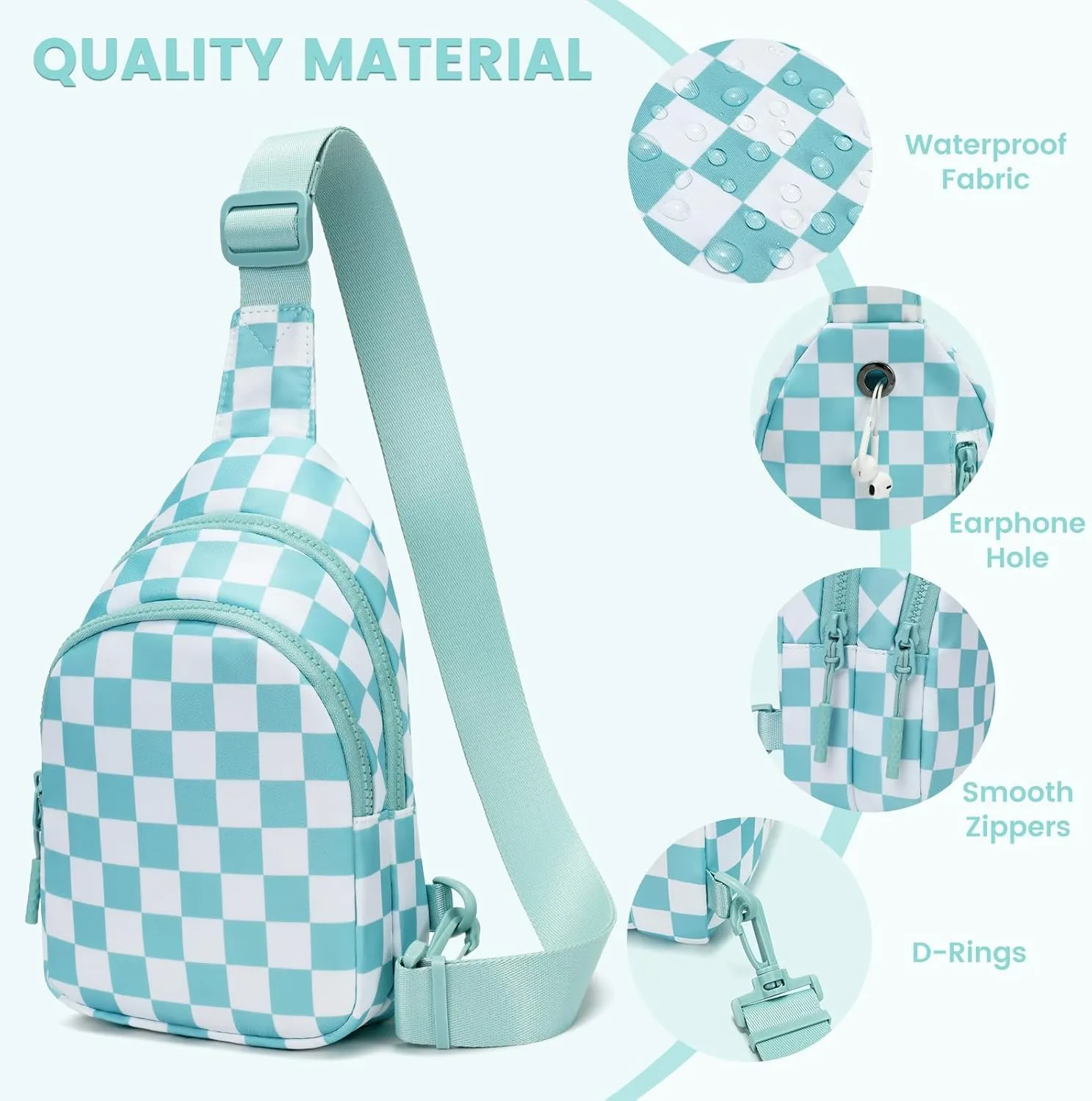 FODOKO Sling Crossbody Bag Main Compartment, Zippered Front Pockets, Adjustable Shoulder Strap, WaterResistant Lightweight