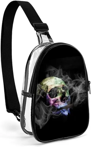 Fog Demon Skull Clear Sling Bag Small Chest Bag Backpack Crossbody Travel Hiking Daypack