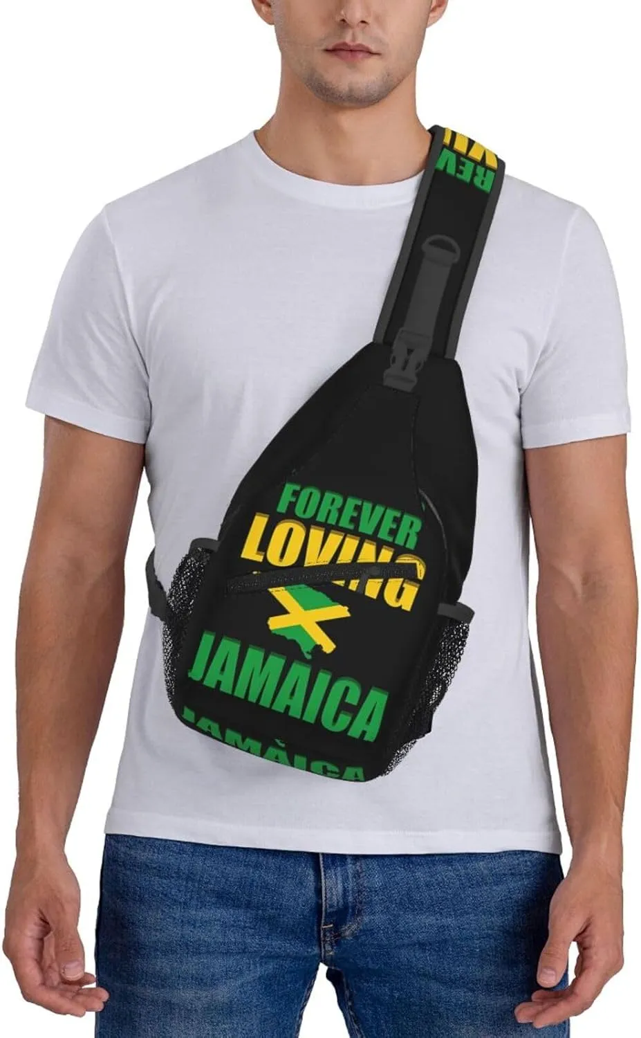 Forever Loving Jamaica Jamaican Flag Cross Chest Bag Crossbody Bags Sling Backpack Gym Shoulder Bags Sports Fanny Pack Adjustable Travel Daypack Diagonally Casual Rucksack