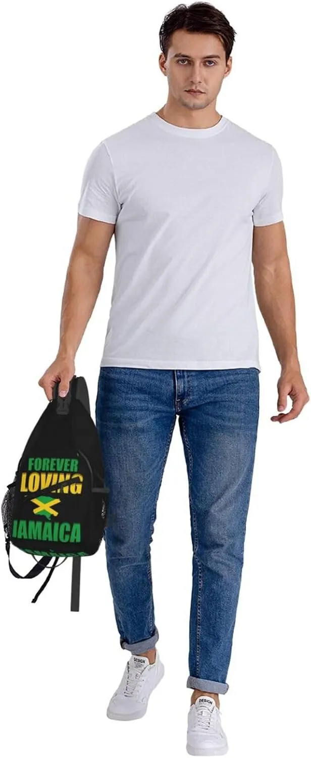 Forever Loving Jamaica Jamaican Flag Cross Chest Bag Crossbody Bags Sling Backpack Gym Shoulder Bags Sports Fanny Pack Adjustable Travel Daypack Diagonally Casual Rucksack