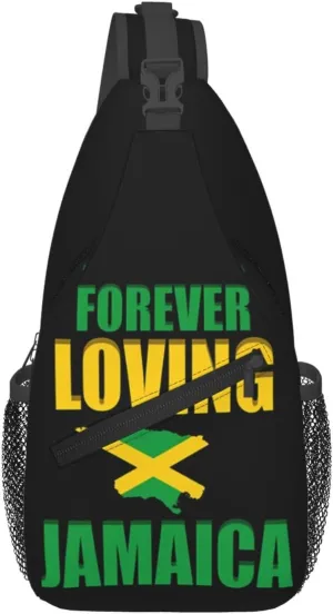 Forever Loving Jamaica Jamaican Flag Cross Chest Bag Crossbody Bags Sling Backpack Gym Shoulder Bags Sports Fanny Pack Adjustable Travel Daypack Diagonally Casual Rucksack